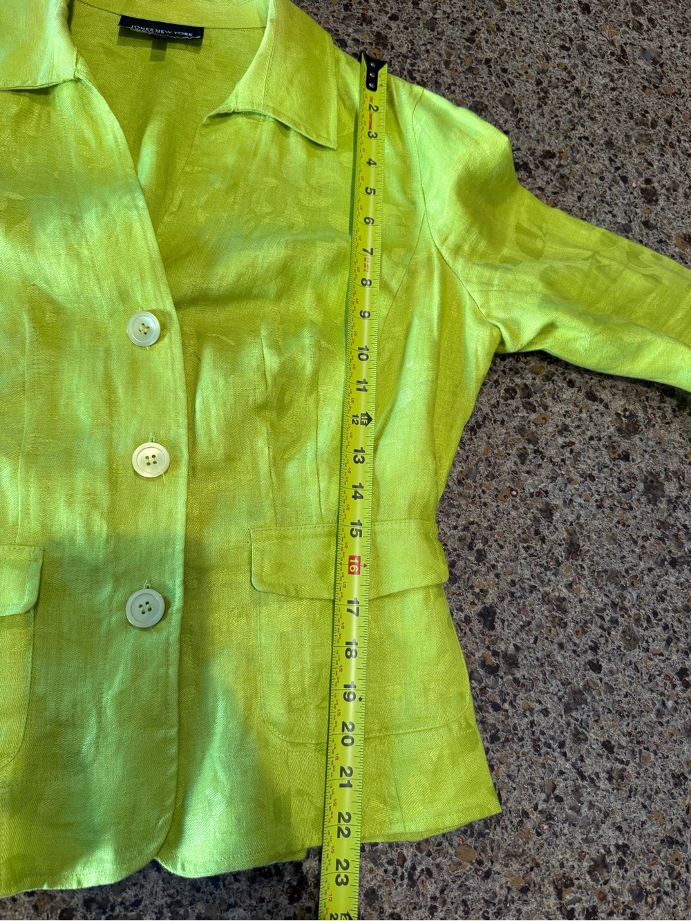 Jones New York Bright Lime Green Linen Blend Blazer 10 - Picture 8 of 8